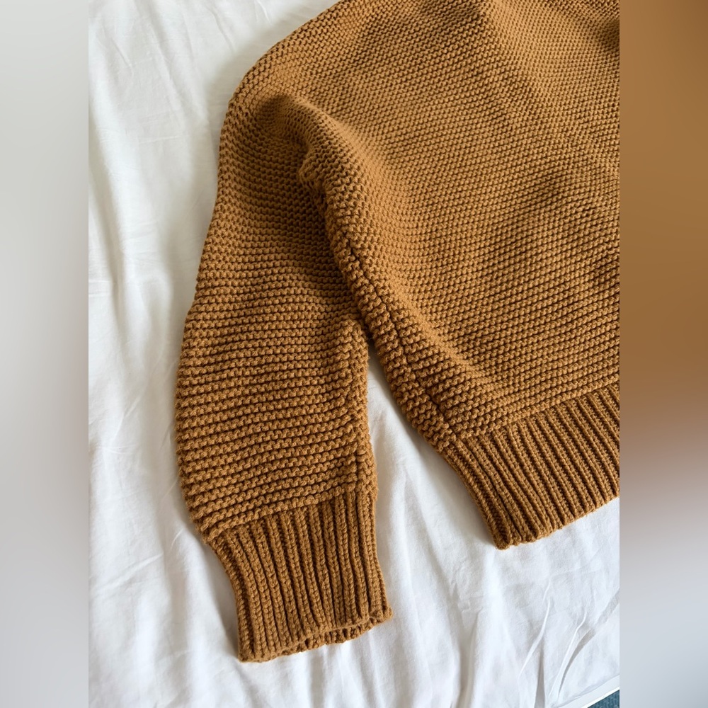 Alex Mill 100% cotton golden khaki brown Nico sweater cardigan sz S - Picture 5 of 12